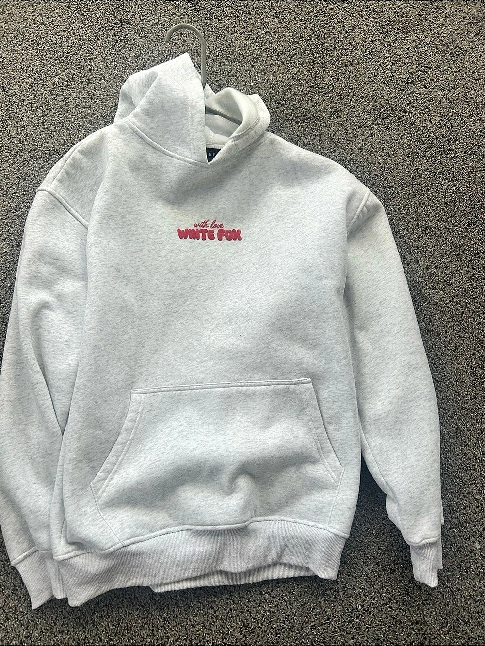 White Fox Graphic Pullover Hoodie in White Like New